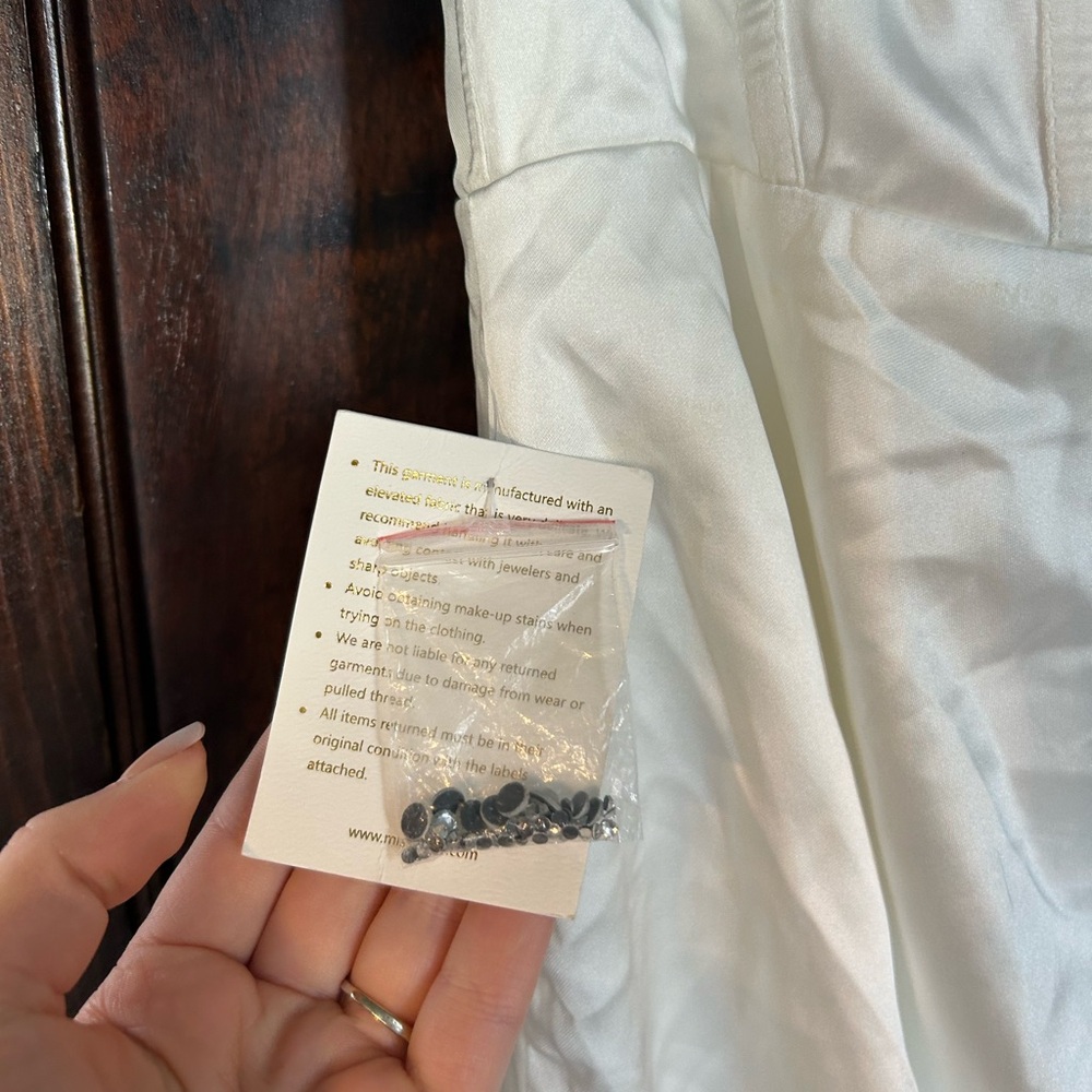 Miss‎ Circle | Nyla White Satin Corset Dress with Crystals Medium - Picture 5 of 6